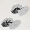 Mulberry Oval Reversible Cufflinks Silver Plated Brass