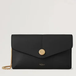 Mulberry Press Stud Pochette on Chain Black Micro Classic Grain