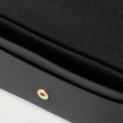 Mulberry Press Stud Pochette on Chain Black Micro Classic Grain