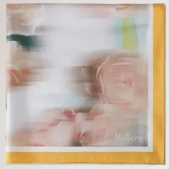 Mulberry Rose And Blur Border Square Scarf