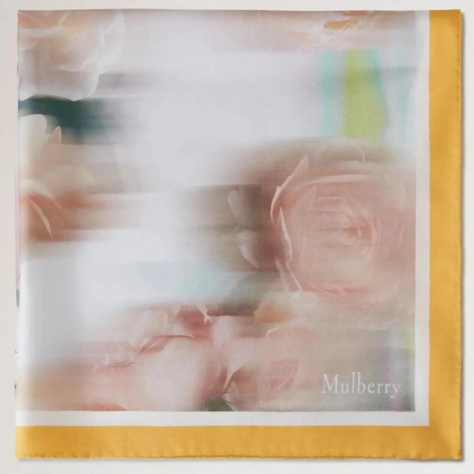 Mulberry Rose And Blur Border Square Scarf