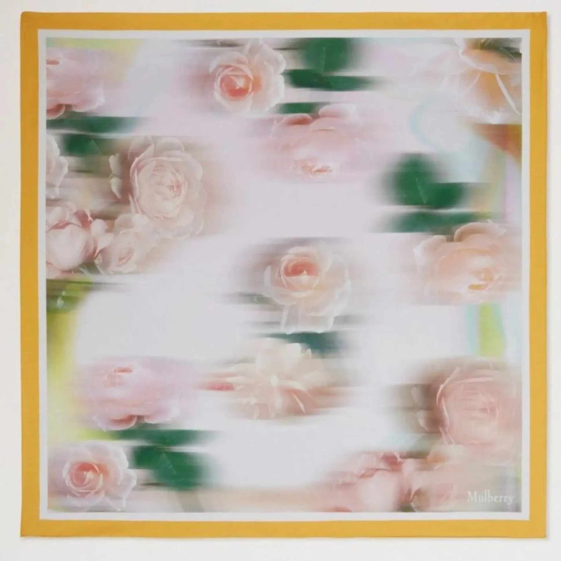 Mulberry Rose And Blur Border Square Scarf