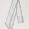Mulberry Skinny Scarf - Logo Boarder Pale Grey-White Recycled Polyester
