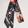 Mulberry Skinny Scarf - Winter Floral Black Recycled Polyester