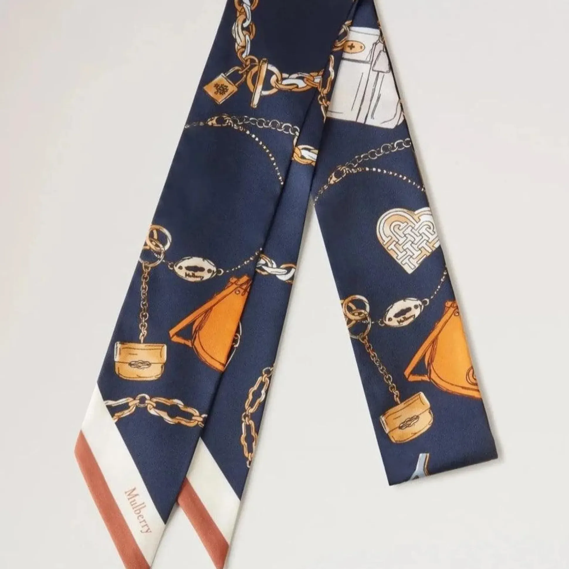 Mulberry Skinny Scarf Jewels & Charms - Night Sky/Teak