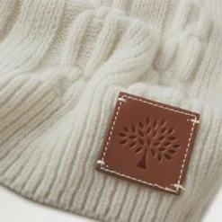 Mulberry Softie Chain Cable Knit Scarf Ecru