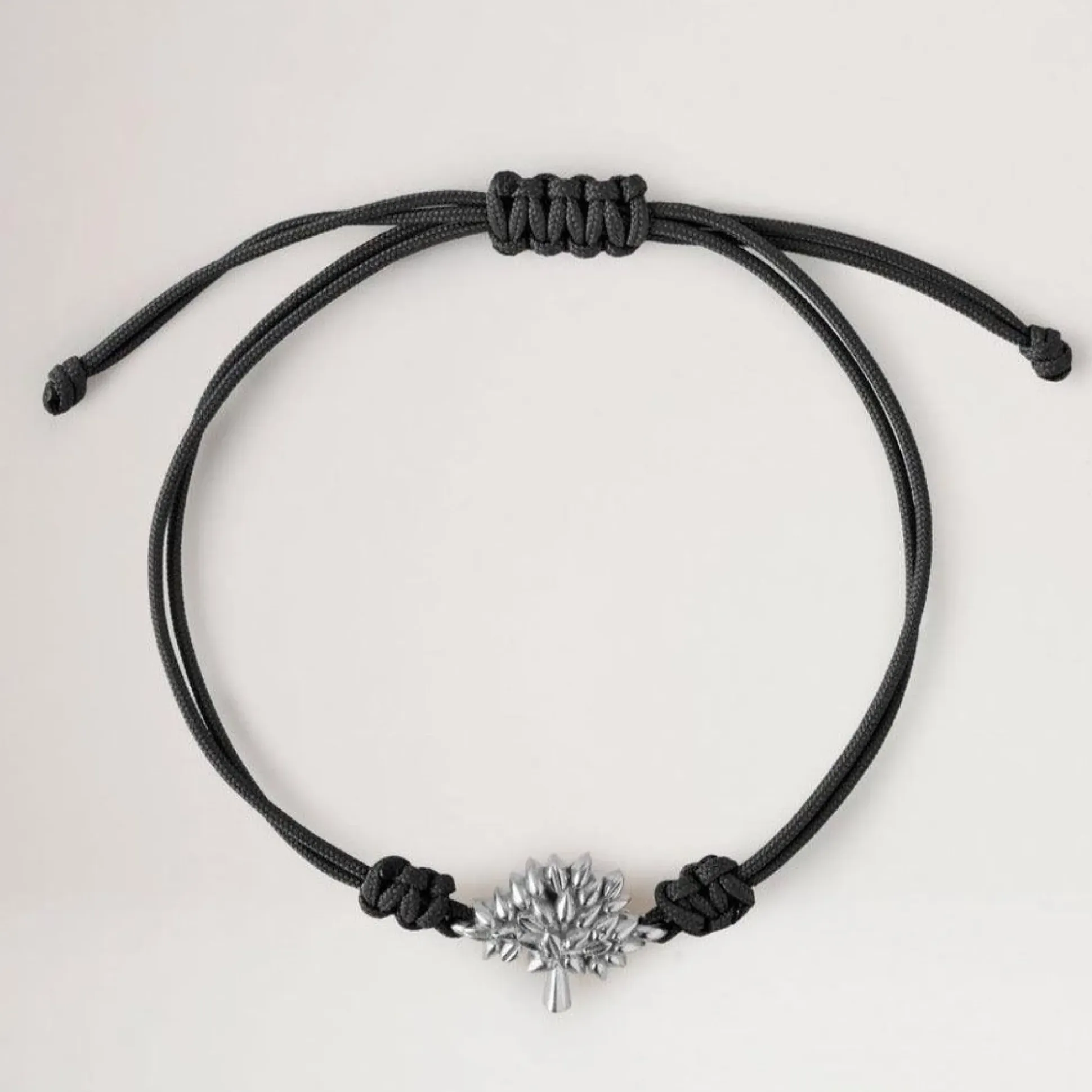 Mulberry Tree Cord Bracelet - Black Sterling & Silver