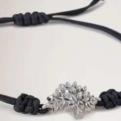 Mulberry Tree Cord Bracelet - Black Sterling & Silver