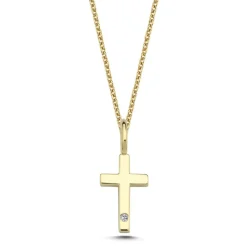 Nuran 14kt Guld Kors Med 0.005ct W.Si