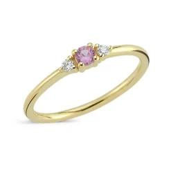 Nuran 14kt Petit Ring Pink Safir & Diamanter