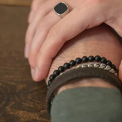 Son Of Noa Herrering I Sølv Med Onyx