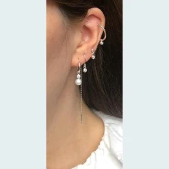 The Earring Shop Crystal Sølv Kædeørering - SI2001