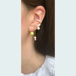 The Earring Shop Deux Threader Kædeørering Med Perler - FW2013