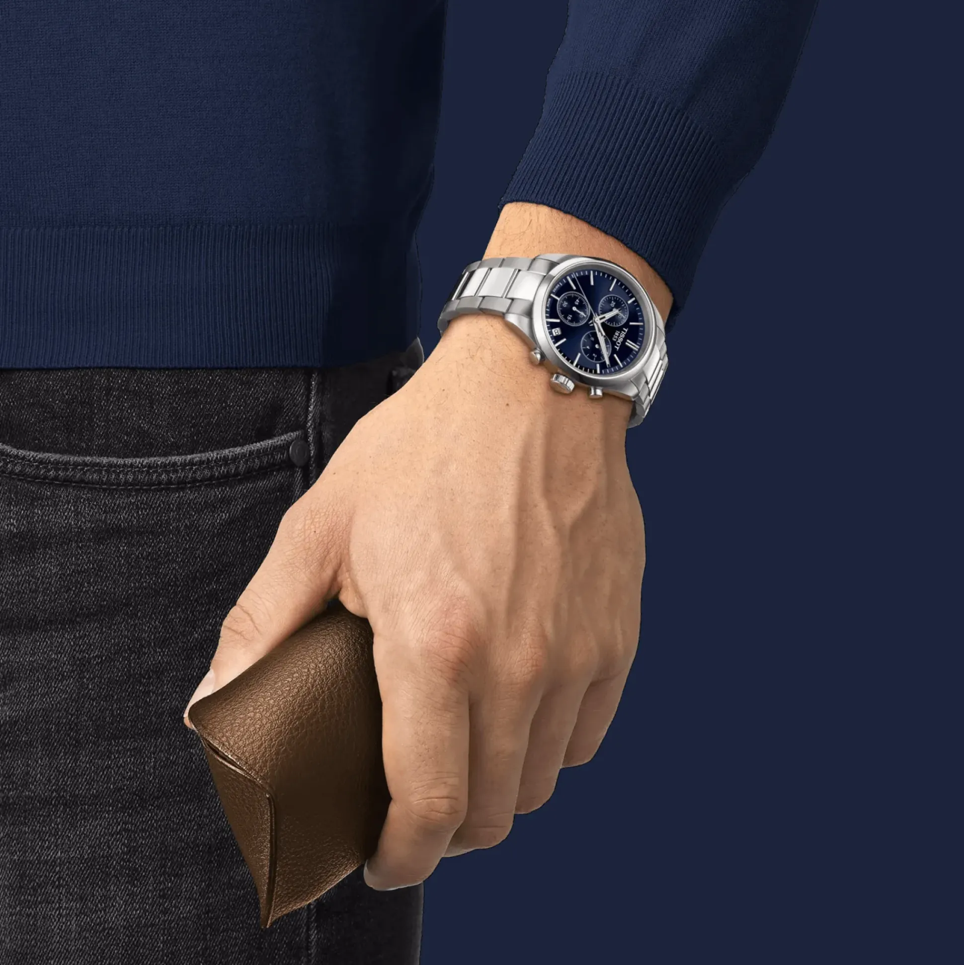 TISSOT PR 100 CHRONOGRAPH MED BLÅ URSKIVE