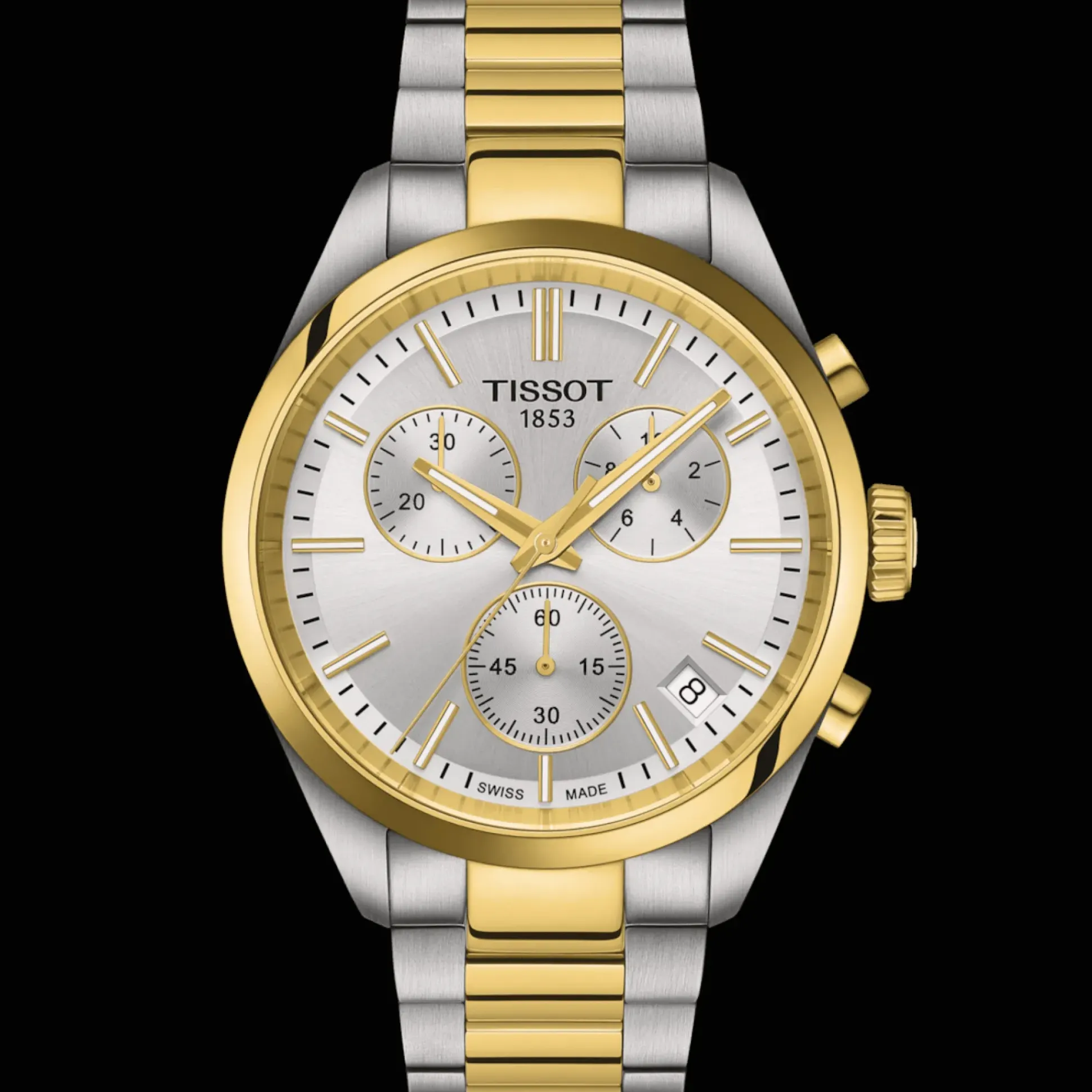 TISSOT PR 100 CHRONOGRAPH PVD MED SØLV URSKIVE