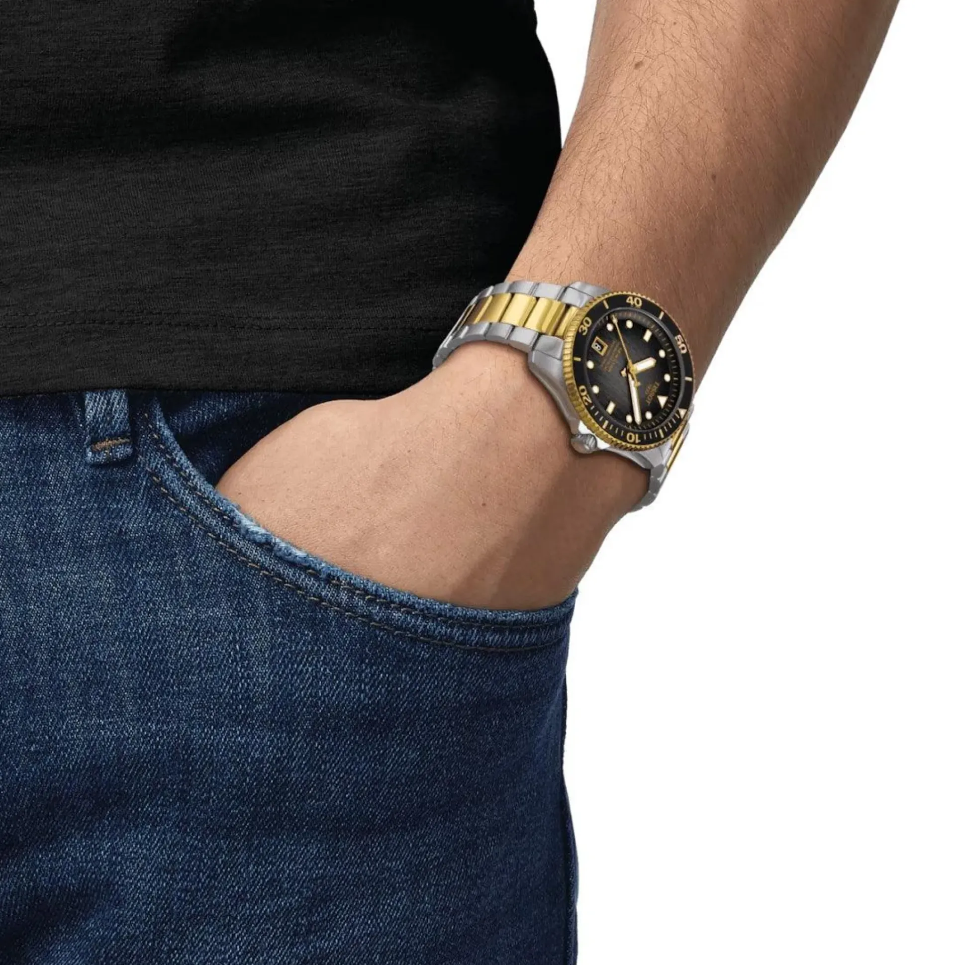 Tissot Seastar 1000 Powermatic 80 - Sort Urskive m. Guld PVD