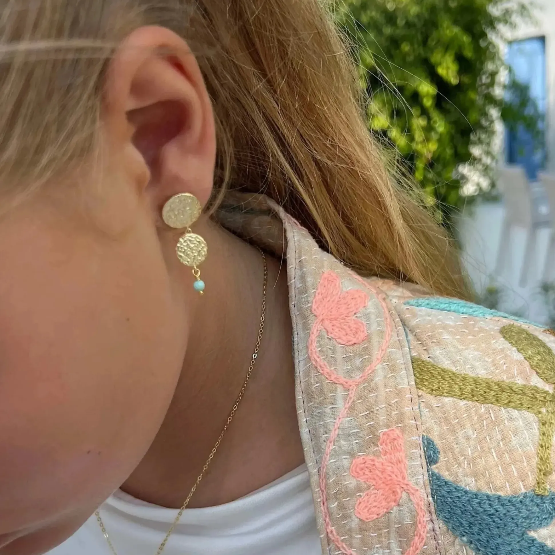 Wioga Sisse-Marie Øreringem Blå Lapis Perler